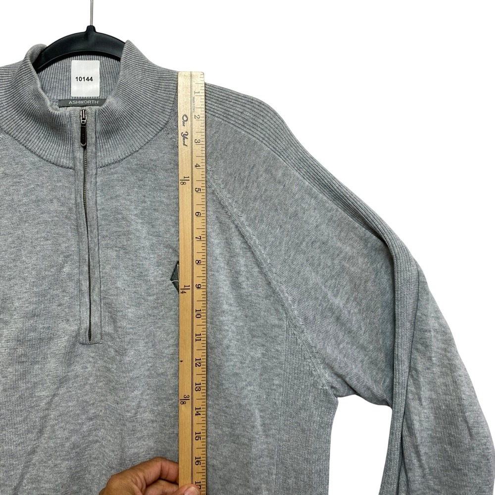 Ashworth Pullover Sweater Mens Medium Gray Pima Cotton Quarter Zip Lined
